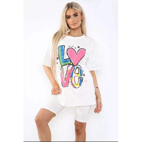 Your Daily Superstore Love Side Slit Cycling Short and T-Shirts