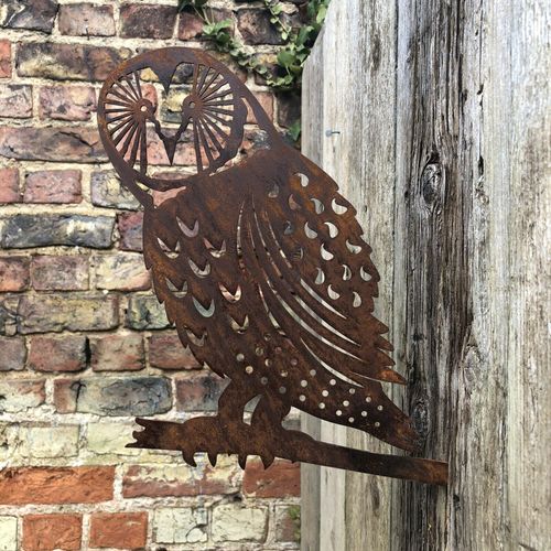Your Daily Superstore Rusty Metal Barn Owl Garden Sign Ornament Decoration