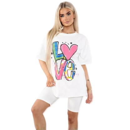 Your Daily Superstore Love Side Slit Cycling Short and T-Shirts