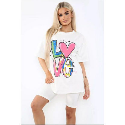 Your Daily Superstore Love Side Slit Cycling Short and T-Shirts